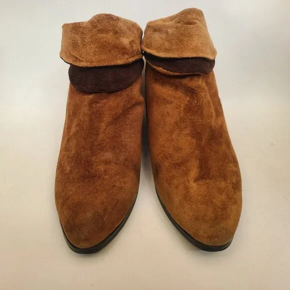 Vtg 80s 90s Impo Brown Ankle Slouch Boots 8 Boho Retro Robin Hood - Picture 4 of 16
